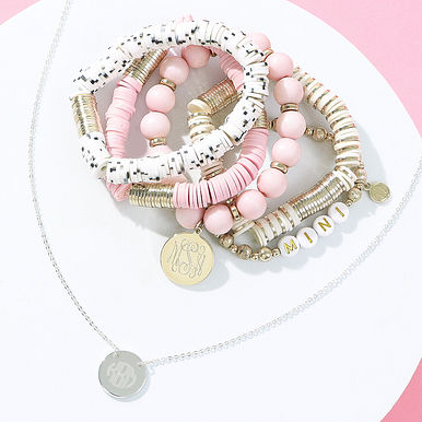 Mini Bracelet Stack & Disc Necklace Mini Bracelet Stack & Disc Necklace