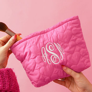 Monogrammed Heart Cosmetic Bag