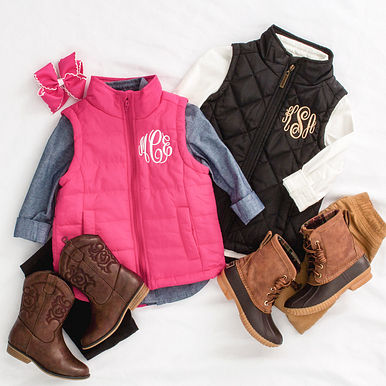 Monogrammed Kids Puffer Vest