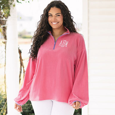 Monogrammed Puff Sleeve Fleece Pullover