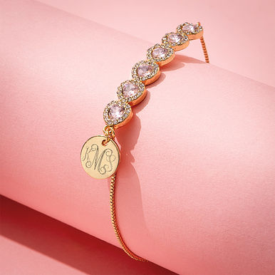 Monogrammed Rhinestone Heart Bracelet
