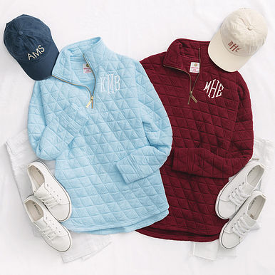 Monogrammed Quilted Quarter Zip Pullover Monogrammed Quilted Quarter Zip Pullover
