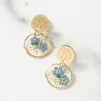 Monogrammed Forget Me Not Earrings