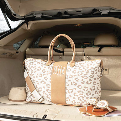 Monogrammed Leopard Weekender