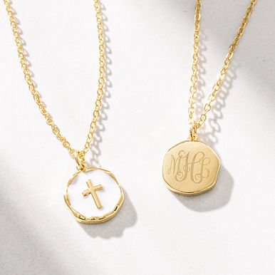 Monogrammed Reversible Cross Necklace