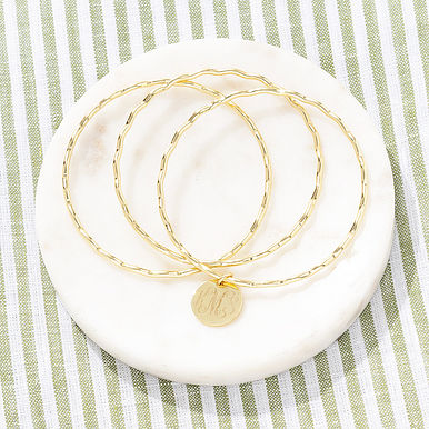 Monogrammed Scalloped Bangle Set Monogrammed Scalloped Bangle Set