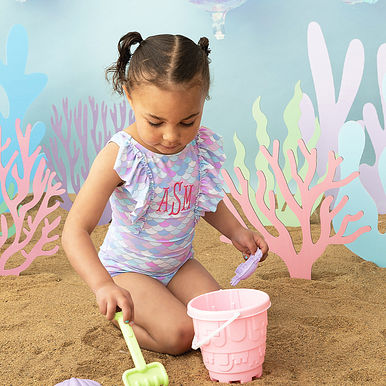 Monogrammed Girls Ruffle Bathing Suit
