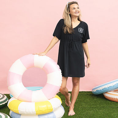 Monogrammed Cinch Waist Cover Up