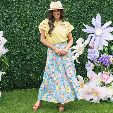 Monogrammed Flutter Sleeve Top Monogrammed Flutter Sleeve Top