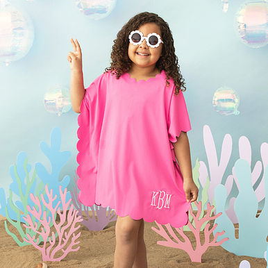 Monogrammed Girls Scalloped Cover Up