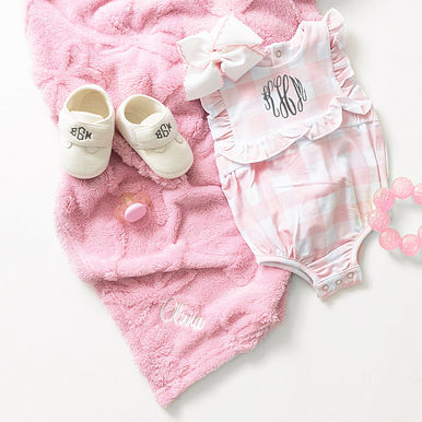 Monogrammed Baby Bow Blanket
