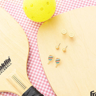 Monogrammed Pickleball Earring Set