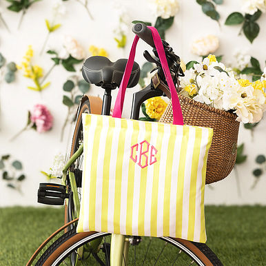Monogrammed Striped Tote