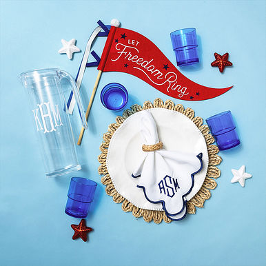 Monogrammed Acrylic Pitcher with Nesting Cups
