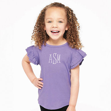Monogrammed Toddler Flutter Sleeve Top