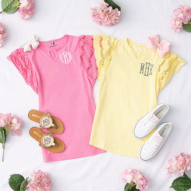 Monogrammed Girls Flutter Sleeve Dress Monogrammed Girls Flutter Sleeve Dress