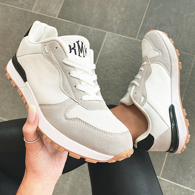 Monogrammed Neutral Classic Sneakers