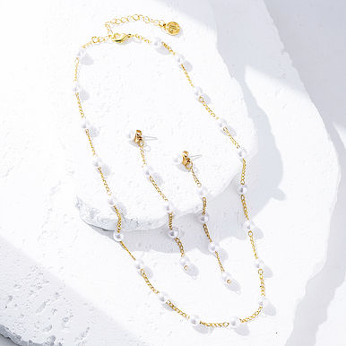 Pearl Chain Necklace & Pearl Duster Earrings Pearl Chain Necklace & Pearl Duster Earrings