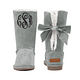 monogrammed sherpa tie booties in gray